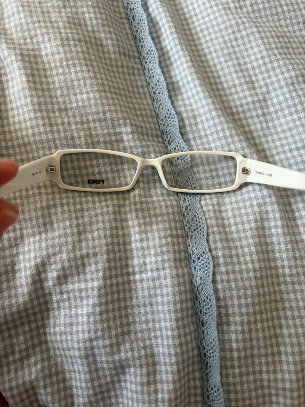 Fendi Black and White Rectangular Optical Glasses